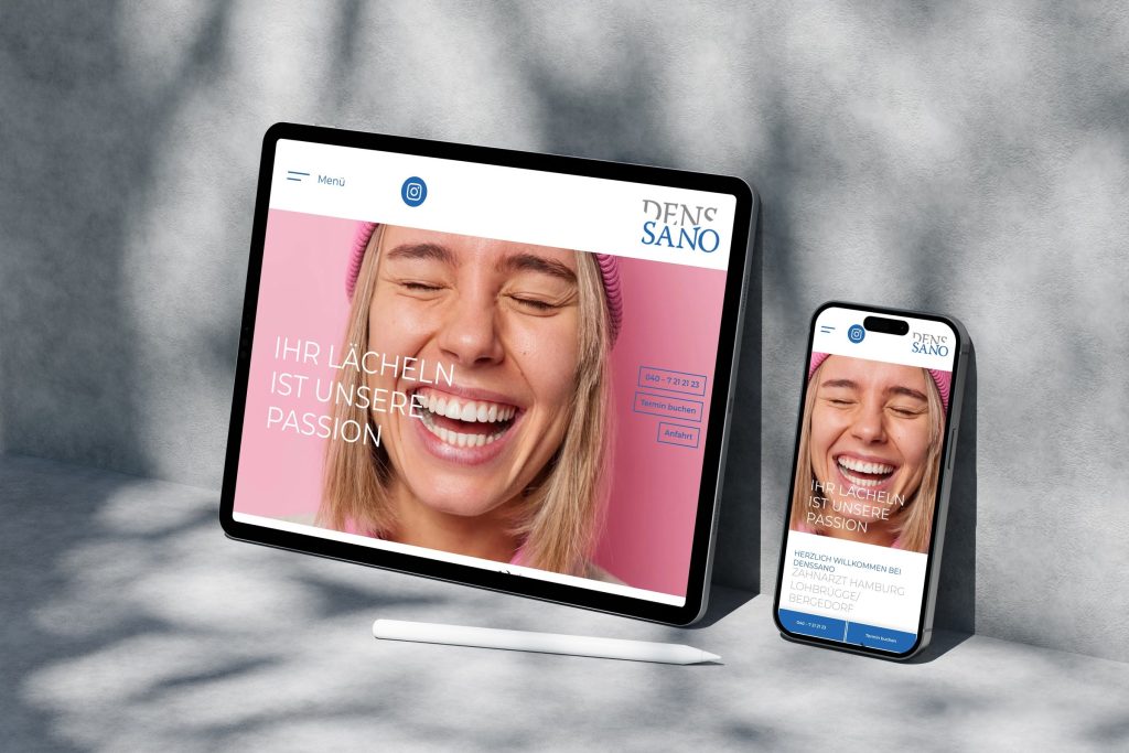 Website von DensSano in Hamburg auf Tablet und Smartphone