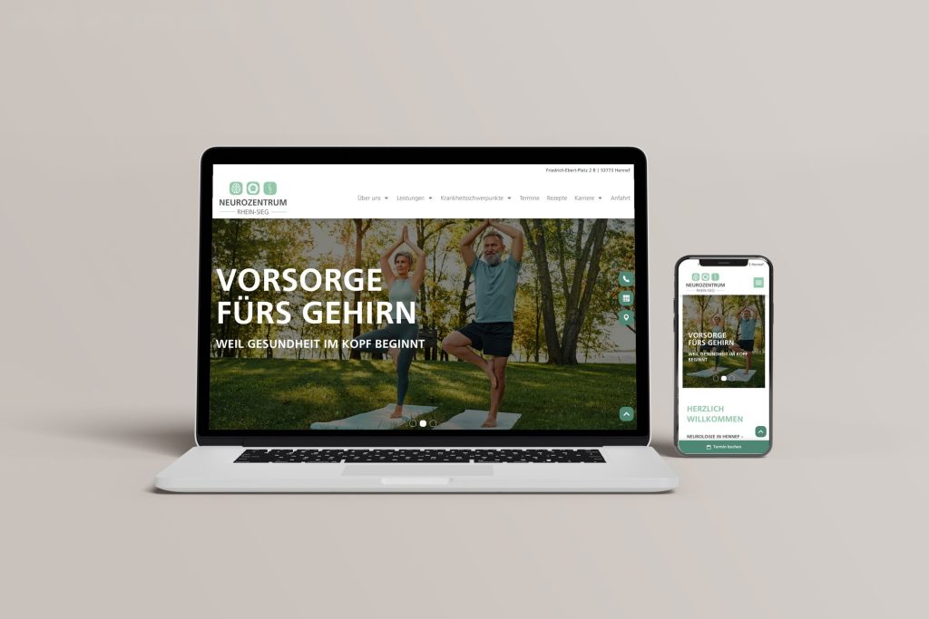 Website des Neurozentrums Rhein-Sieg auf Laptop und Smartphone